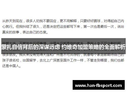 蒙扎自信背后的深谋远虑 约维奇加盟策略的全面解析